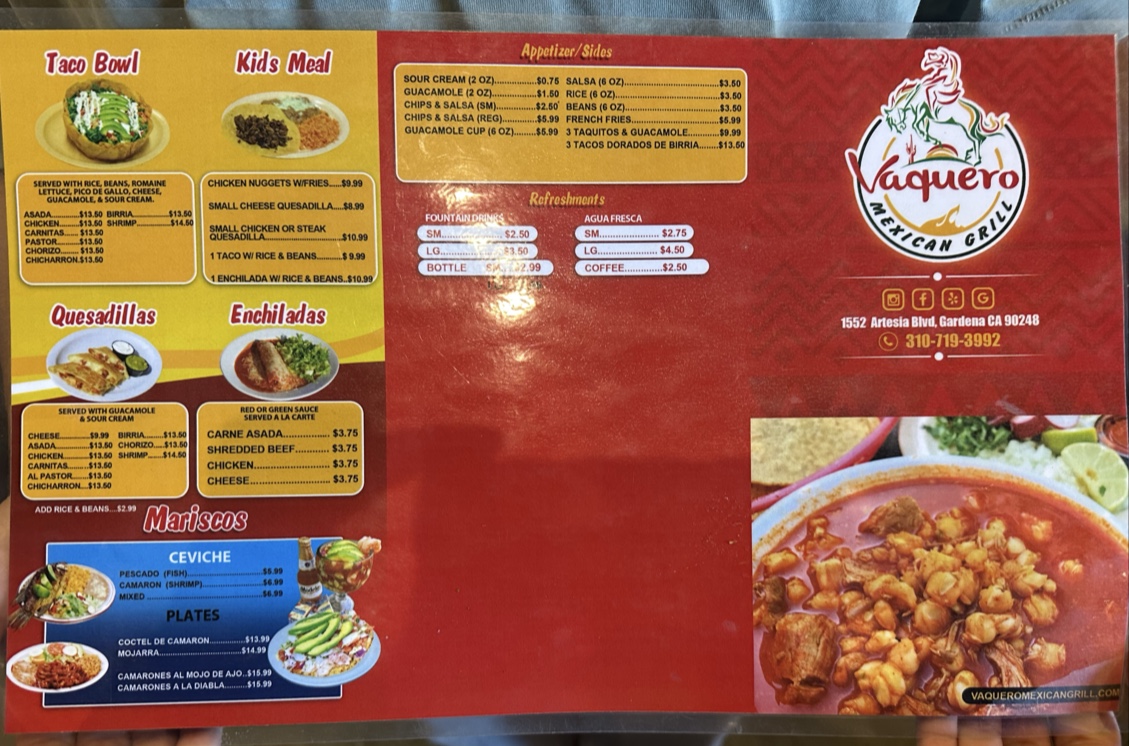 Vaquero Mexican Grill Menu - Image 2